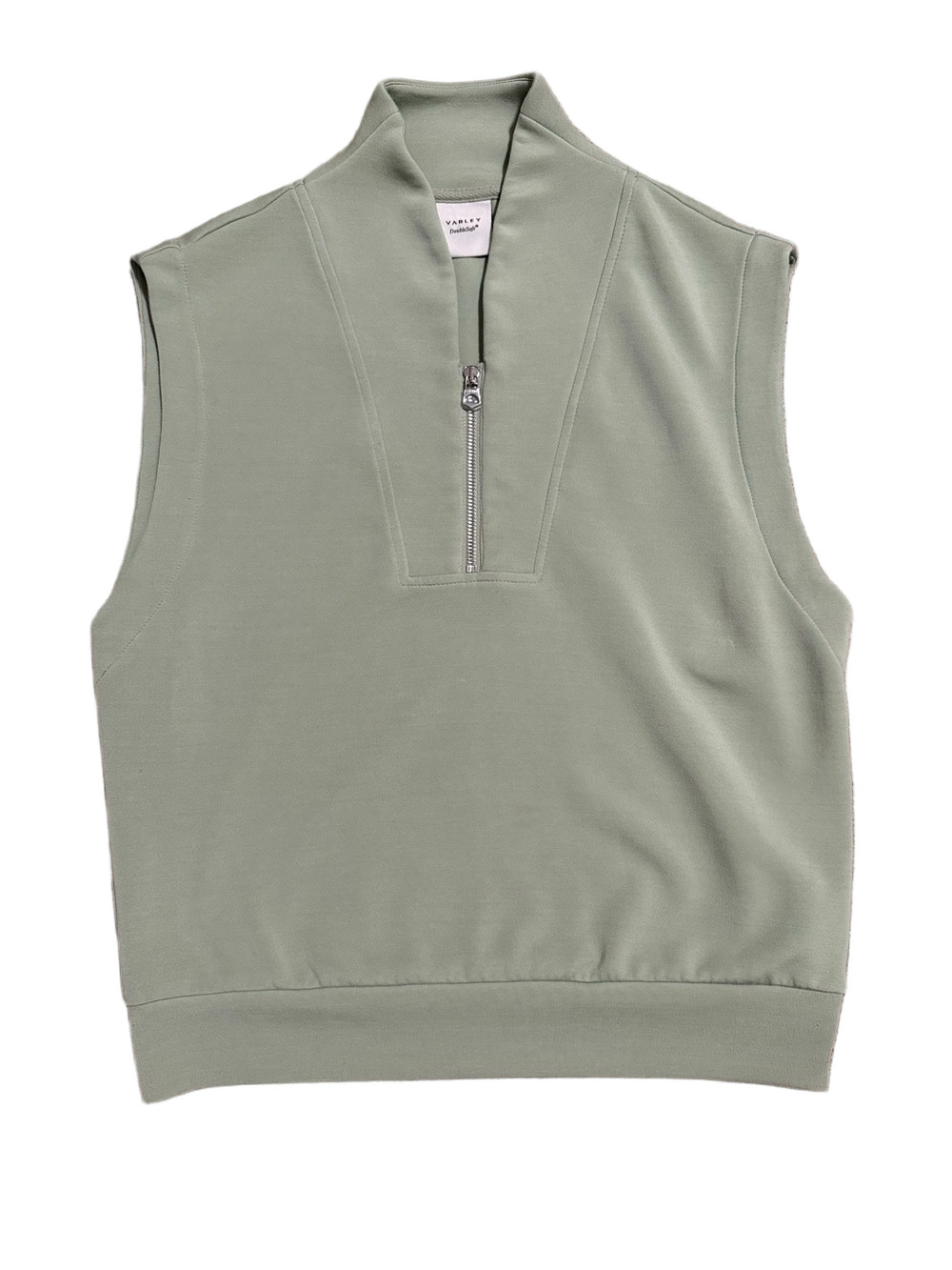 Varley Loretta Half Zip Tank Green DoubleSoft Sleeveless Top Vest Small
